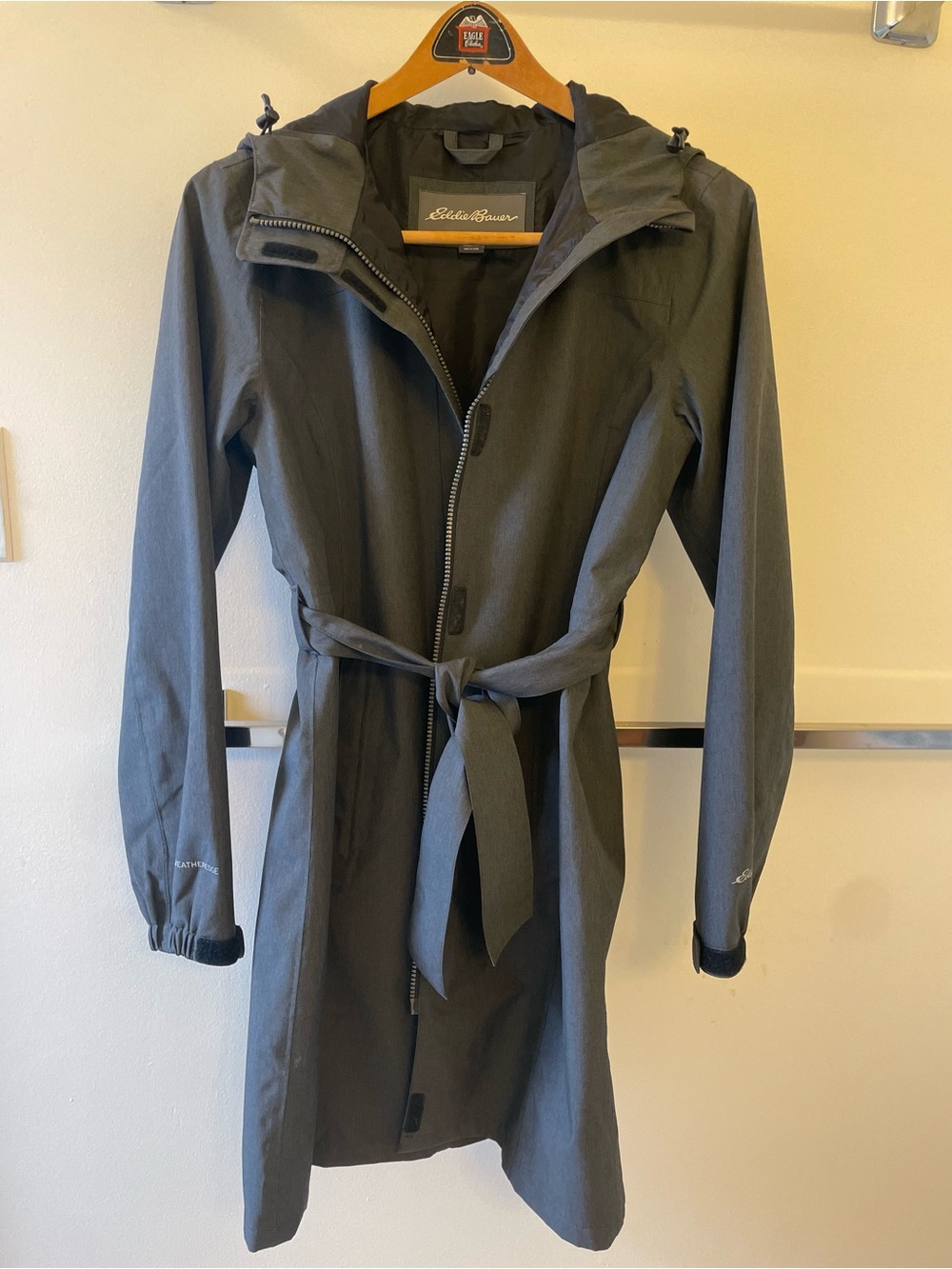 Eddie Bauer Women's Hooded Belted Raincoat - Gray
